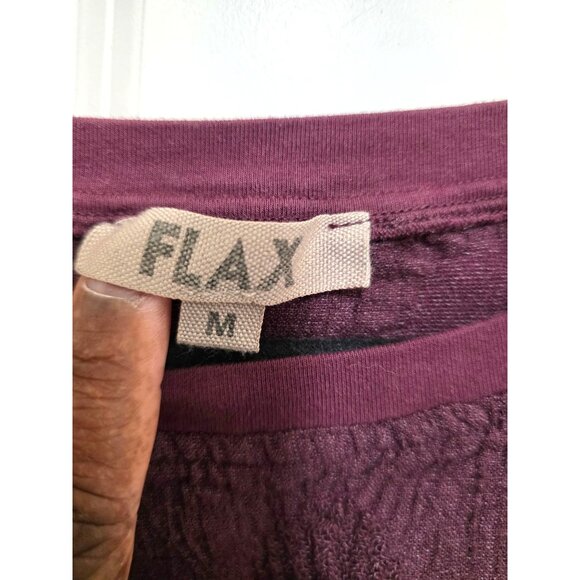 Flax Women's Boho Long Sleeve Top Burgundy Linen & Cotton Blend Size M - Picture 5 of 7